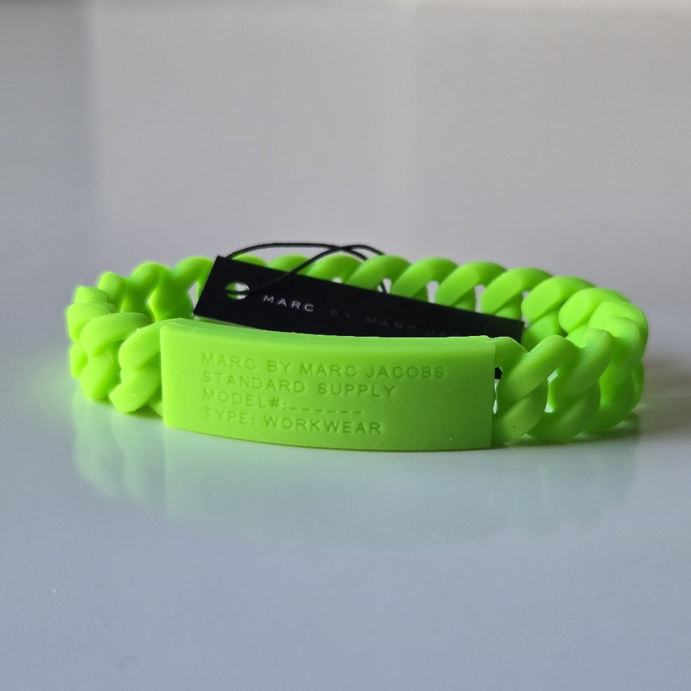 Marc by Marc Jacobs Standard Supply Neon Green Silicone Rubber Braided Bracelet